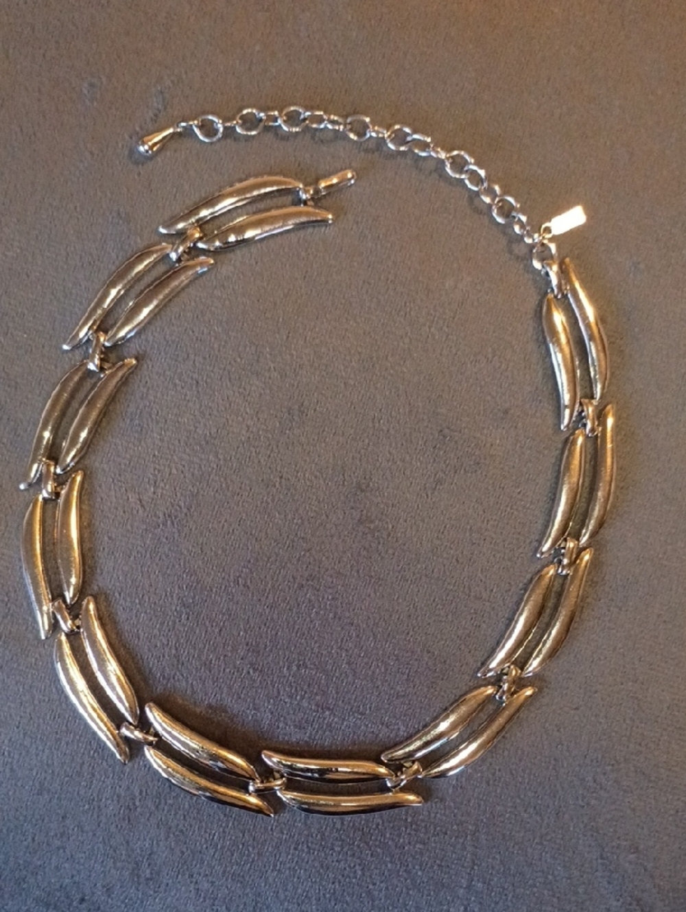 Monet Silver-Tone Linked Curved Bar Necklace